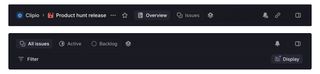 Single line header from project detail and header without title from Issues view.